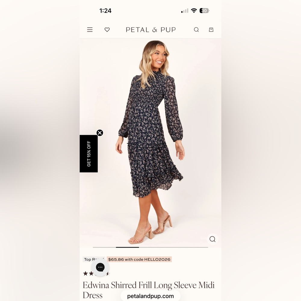 Petal & Pup navy blue Floral Long Sleeve Dress